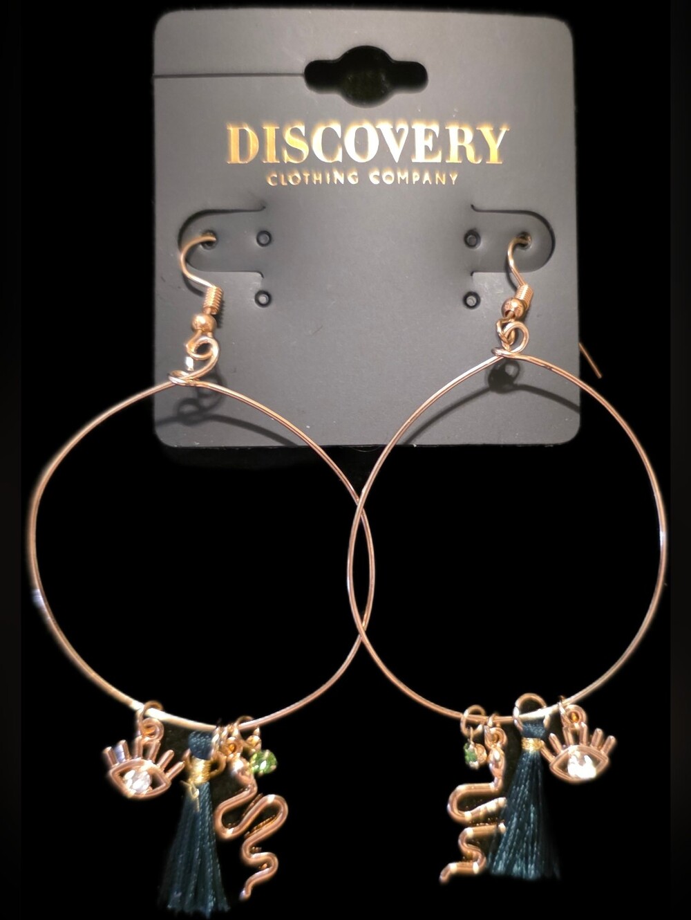 Goldtone Hoop Earrings w/Charms